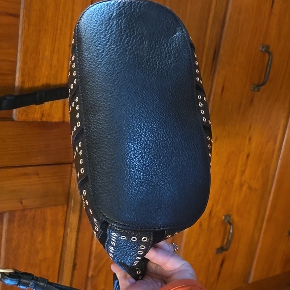 Michael Kors Black Leather Grommet Shoulder Bag - NWOT - Picture 10 of 15